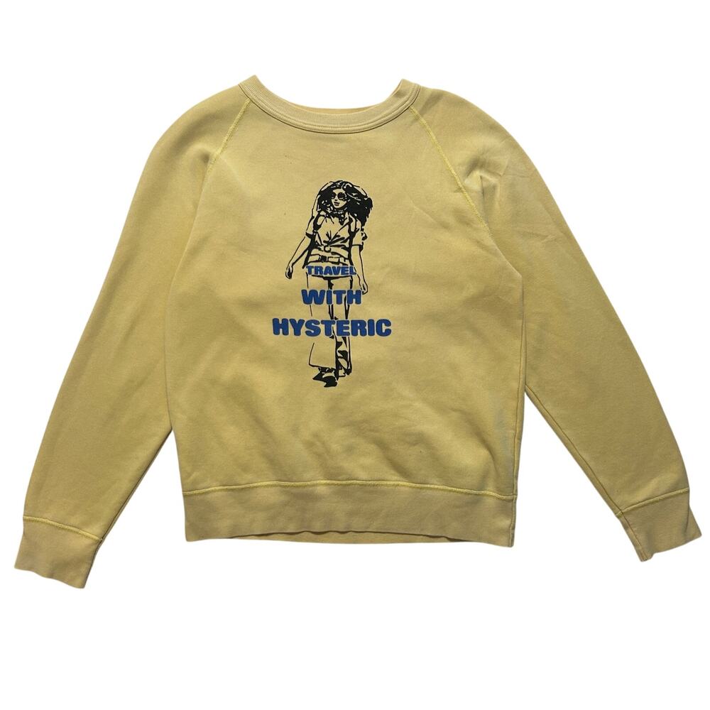 VTG 90s Travel With Hysteric Glamour Pullover Raglan Sweatshirt Women's M Yellow